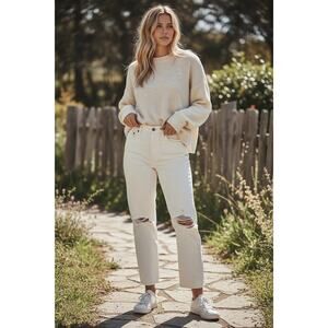 Abercrombie & Fitch Ankle Straight Ultra High Rise White Jeans Womens Size 26 2